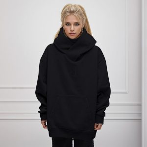 Sweat-shirt à capuche femme noire